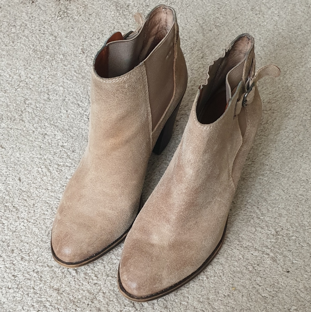 Lucky Brand Esperanza Boots Leather Sesame Ankle Boots 8.5 M